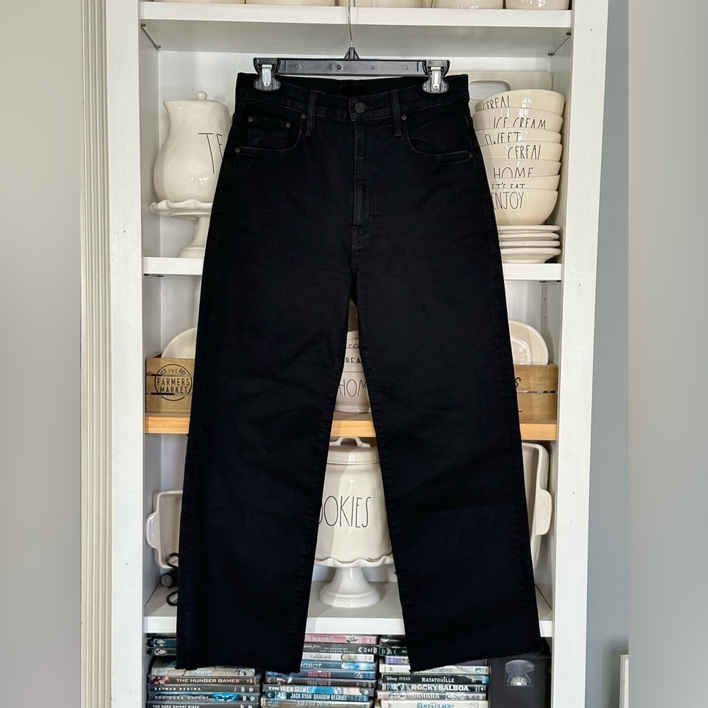 MOTHER Jet Black Cropped Jeans